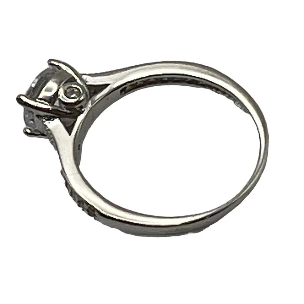 Womens Engagement Ring Large Clear Center Stone Accent Stones‎ Sterling Size 6.5